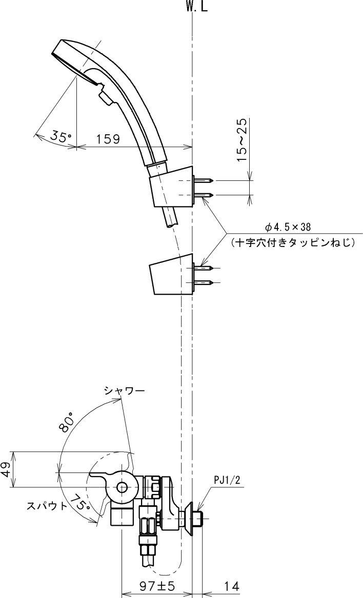 TOTO 【TBV03410J】 壁付サーモスタット混合水栓(コンフォートウエーブ